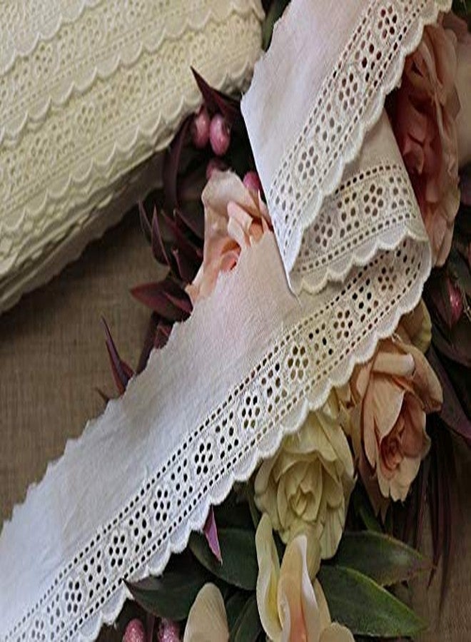 Bapna 5 Yard Embroidery Cotton Lace Ribbon for Decor Baby Dress Skirts Dress Bags Decoration Border,White - Image 1